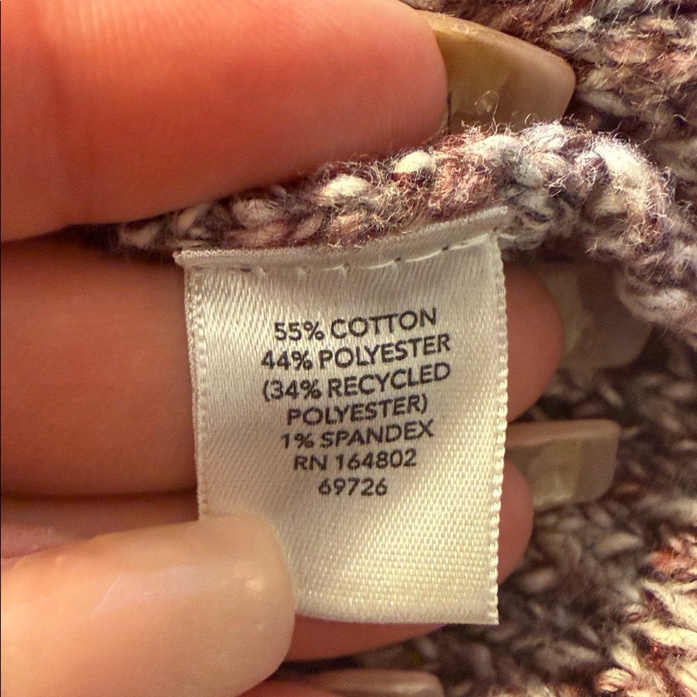 Christopher & Banks Cream and Purple Cardigan Sweater - Picture 3 of 3
